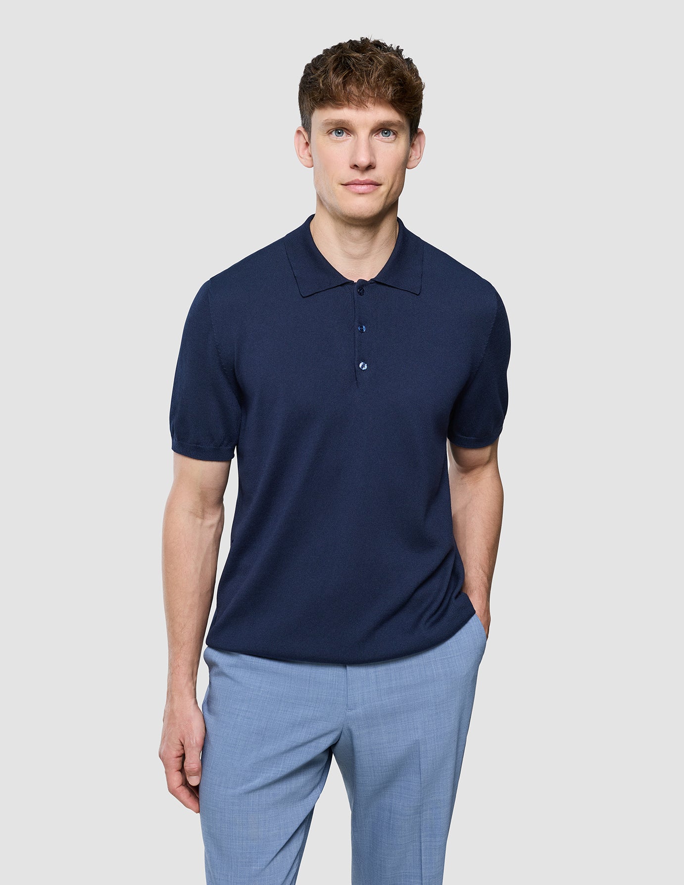 Seamless Core Knit Short Sleeve Polo Dark Navy